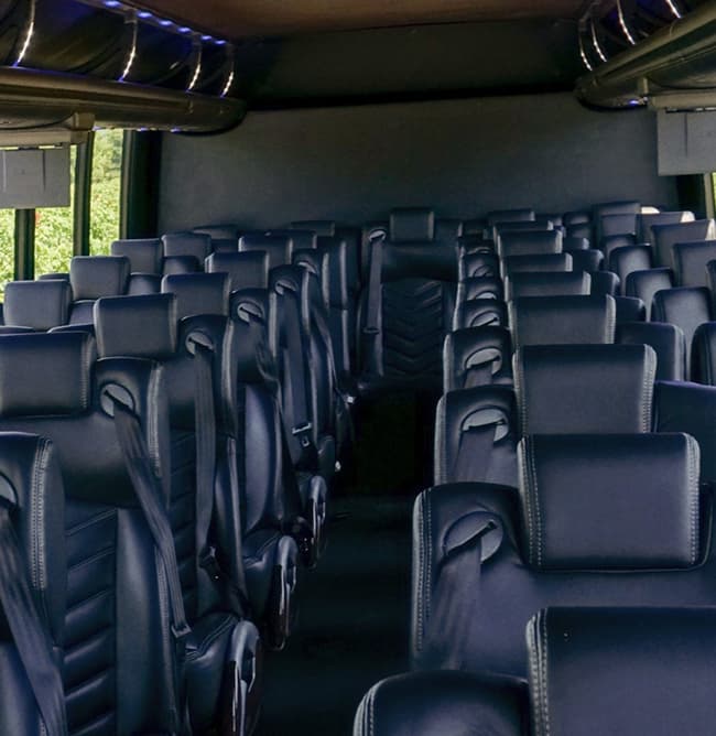 Full-Size Bus dashboard and front passenger cabin view